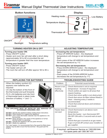Braemar Ducted Gas Owner's Manual | Manualzz