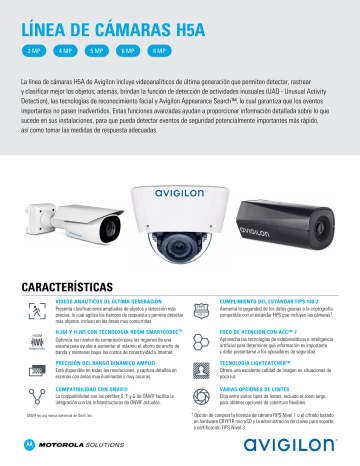 Avigilon H5A Camera Line Ficha De Datos | Manualzz