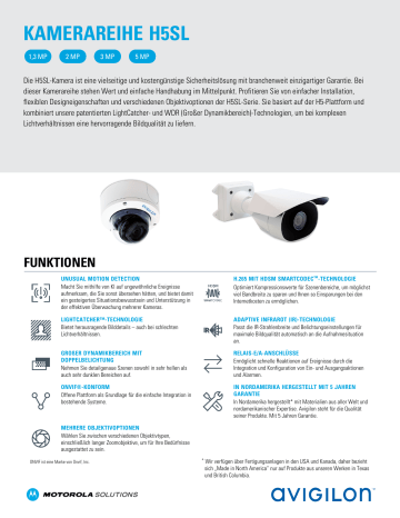 Avigilon H5SL Camera Line Datenblatt | Manualzz