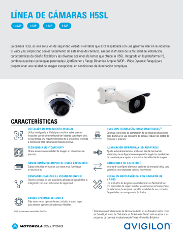 Avigilon H5SL Camera Line Ficha De Datos | Manualzz