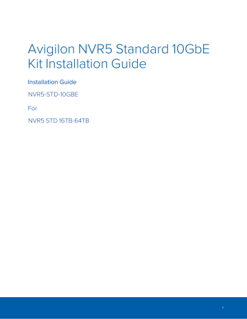 Avigilon NVR5 Standard 10GbE Kit Installation Guide | Manualzz