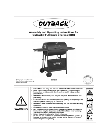 Outback OUT370684 Full Drum Charcoal User Manual | Manualzz