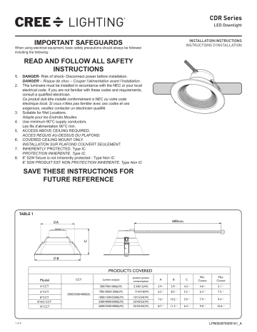 Cree Lighting CDR Version B Installation Guide | Manualzz