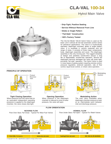 Cla-Val 100-34 Hytrol Valve Data Sheet | Manualzz