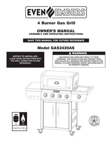 Even Embers GAS2420AS Bbq And Gas Grill Owner's Manual | Manualzz