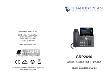 Grandstream GRP2616 Guide d'installation | Manualzz