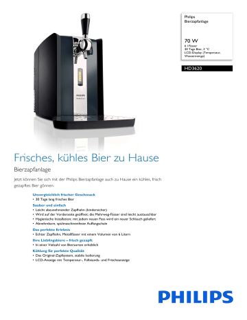 Philips HD3620/25P1 Bierzapfanlage Produktdatenblatt | Manualzz