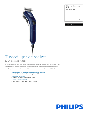 Philips QC5125/15 Hairclipper series 3000 Aparat de tuns Fisa de date a ...