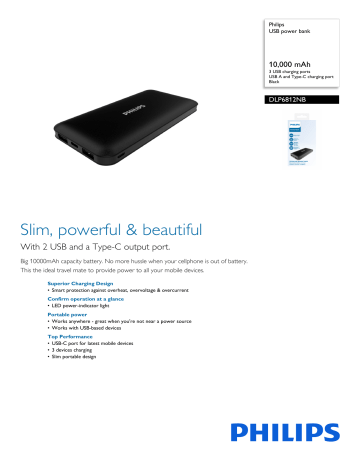 Philips DLP6812NB/90 USB power bank Product datasheet | Manualzz