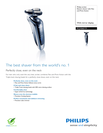Philips RQ1060/19 arcitec Electric shaver Product datasheet | Manualzz