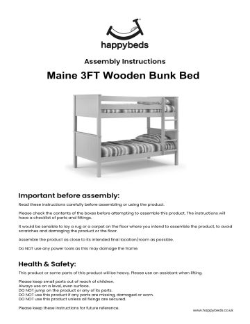 Happy Beds Maine Anthracite Wooden Bunk Bed Assembly Manual Manualzz