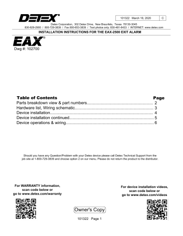 Detex EAX-2500F Installation Instructions | Manualzz