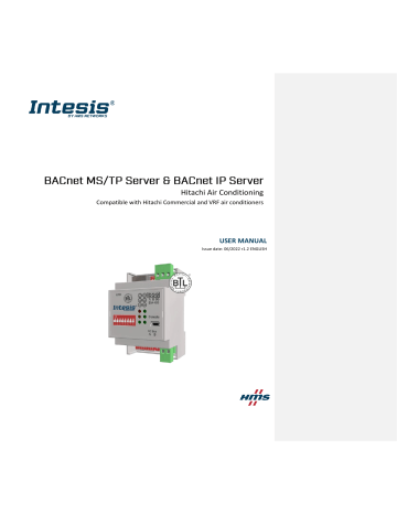 Connect To BACnet MS/TP. Intesis INBACHIT001R000 | Manualzz