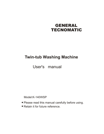 General Technomatic K-140WSP User Manual | Manualzz