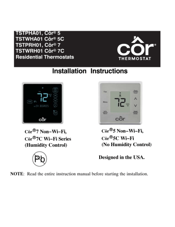 cor thermostat 5, 5C, 7, 7C Installation Instructions Manual | Manualzz