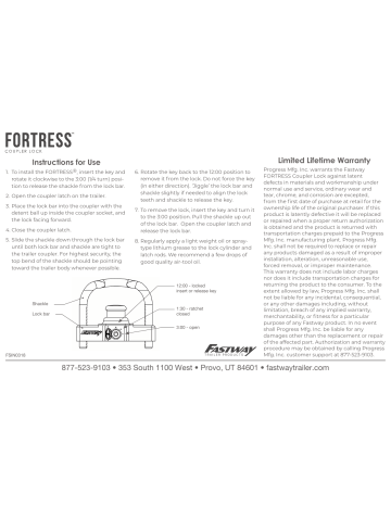 Fastway FORTRESS Instructions For Use | Manualzz