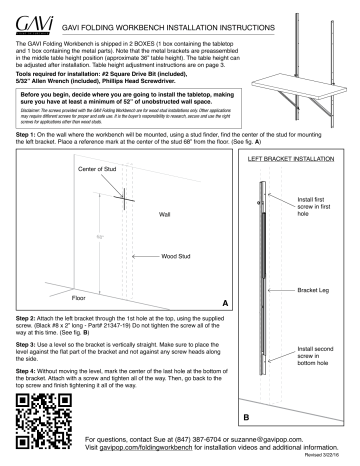 GAVI Folding Workbench Installation Instructions | Manualzz