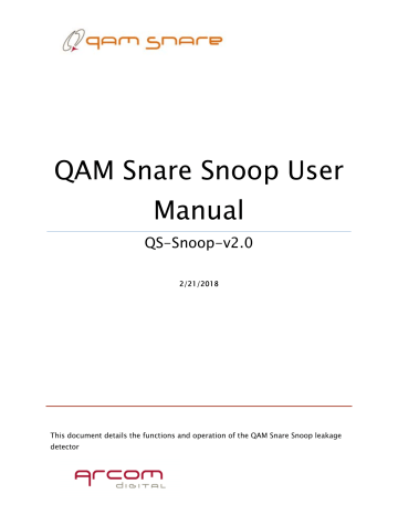 Arcom QAM Snare Snoop User Manual | Manualzz