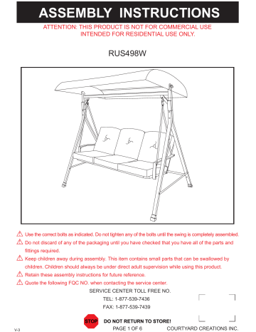 Courtyard Creations RUS498W Assembly Instructions Manual | Manualzz