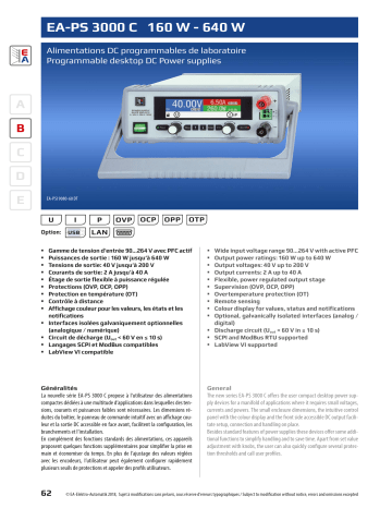 Elektro-Automatik EA-PS 3200-10 C DC Laboratory Power Supply Datasheet ...