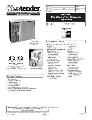 Glastender F1FL Specification | Manualzz