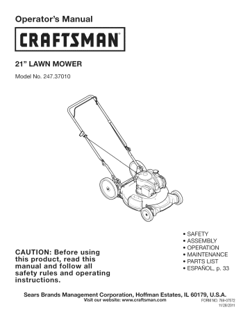 Craftsman 24737010 Lawn Mower Owner's Manual | Manualzz