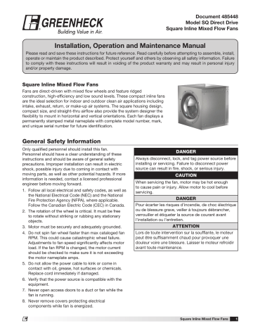 Greenheck 485448 SQ Direct Drive Square Mixed Flow Inline Fans ...