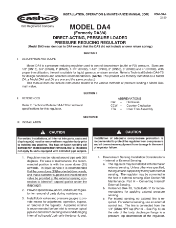 Cashco DA4 IOM Manual | Manualzz