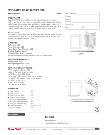 Sioux Chief OxBox™ Accessories Spec Sheet | Manualzz