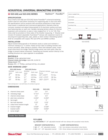 Sioux Chief PipeDown™ Acoustical Spec Sheet | Manualzz