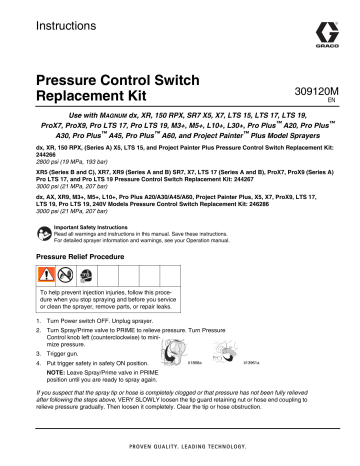 Graco 309120M - Pressure Control Switch Replacement Kit Instructions | Manualzz