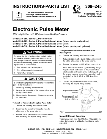 Graco 308245F Electronic Pulse Meter Owner's Manual | Manualzz