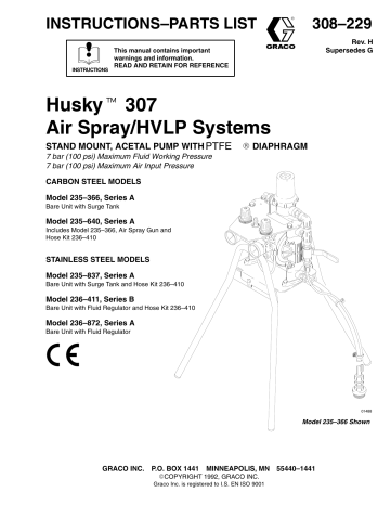 Graco 308229H Husky 307 Air Spray/HVLP Systems Owner's Manual | Manualzz