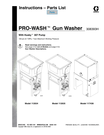 Graco 308393H PRO-WASH Gun Washer Owner's Manual | Manualzz