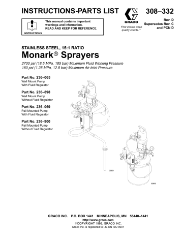 Graco 308332D Monark Sprayers Owner's Manual | Manualzz