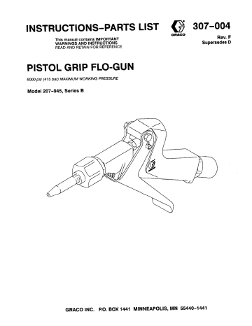 Graco 307004F PISTOL GRIP FLO-GUN Owner's Manual | Manualzz