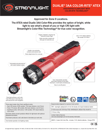Streamlight DUALIE® 3AA COLOR-RITE® ATEX Data Sheet | Manualzz