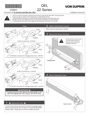 Von Duprin QEL Installation instructions | Manualzz