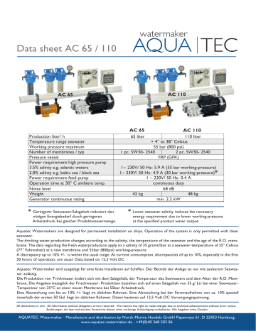 Aquatec AC 65/110 Data sheet | Manualzz