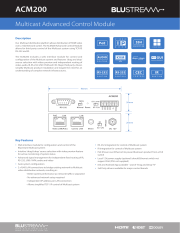 Blustream ACM200 Advanced Control Module Datasheet | Manualzz