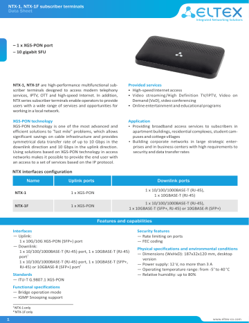 Eltex ONT NTX-1F Data sheet | Manualzz