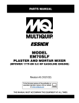 MQ Multiquip EM70SLF Essick Plaster/Mortar Mixer Parts Manual