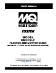 MQ Multiquip EM90SLF Essick Plaster/Mortar Mixer Parts Manual