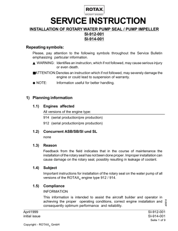 Rotax 914 F Service Instruction | Manualzz