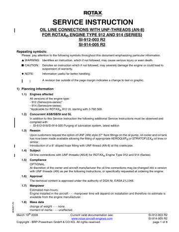 Rotax 914 F Service Instruction | Manualzz