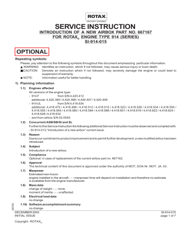 Rotax 914 UL Service Instruction | Manualzz