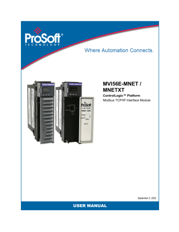 Prosoft Technology Mvi E Mnet Mnetxt Productsmodbus Tcp Ip Client