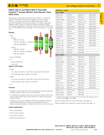 Bussmann FRN-R-30ID Fusetron™ 30A Fuse Specification | Manualzz