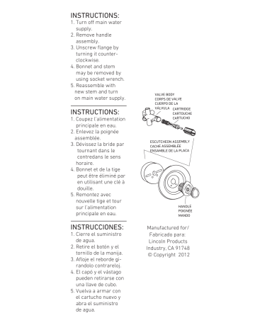 Moen 119926 Single Lever Handle Cartridge Installation manual | Manualzz