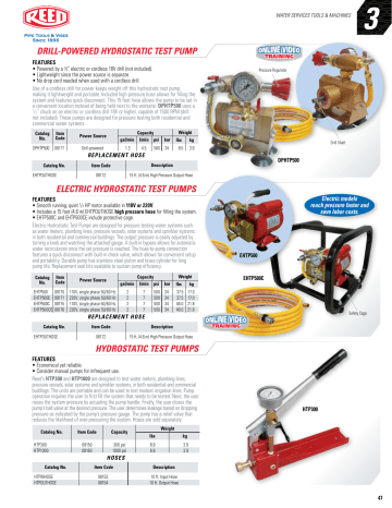 REED 08175 12A Electric Hydrostatic Test Pump Specification | Manualzz